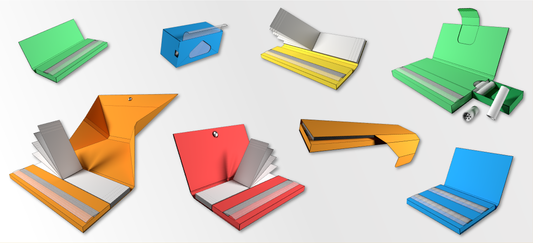 creative rolling papers including colored, patterned, and coffin-shaped designs